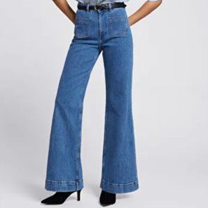 & Other Stories Flared High Waist Jeans - Deep Blue